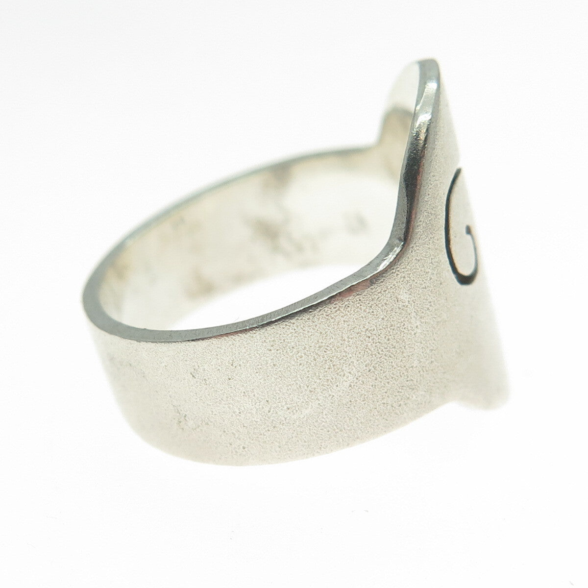 925 Sterling Silver Vintage Modernist Rose Flower Spiral Ring Size 7