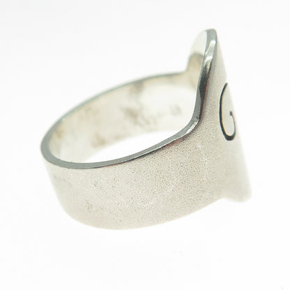 925 Sterling Silver Vintage Modernist Rose Flower Spiral Ring Size 7