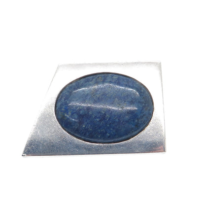950 Silver Vintage Mexico Real Lapis Lazuli Modernist Geometric Pendant