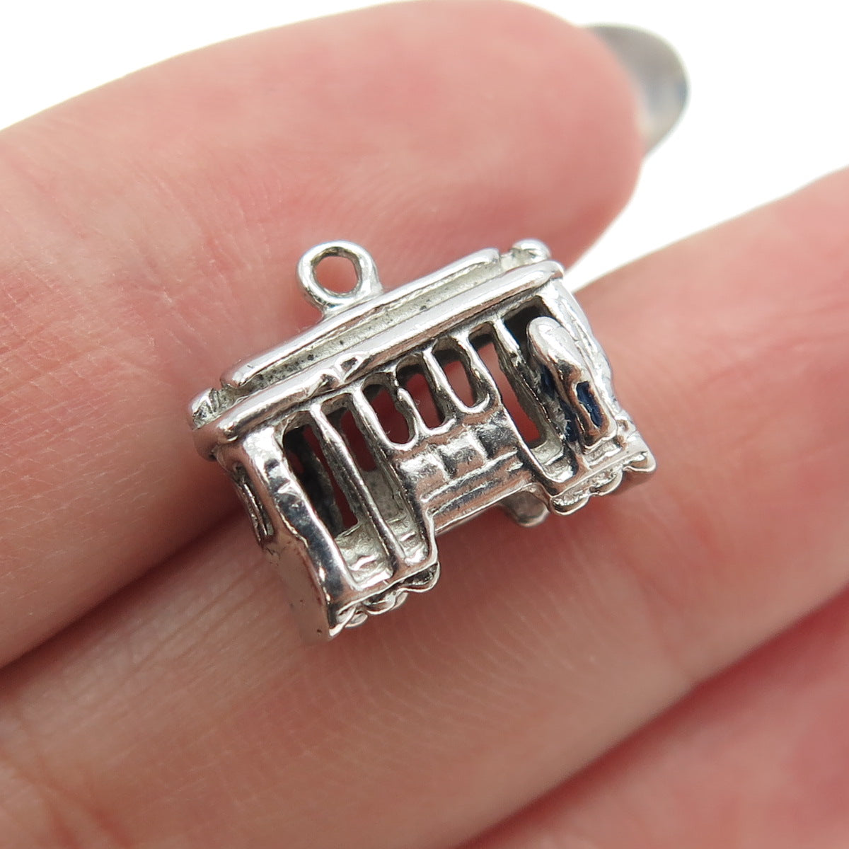 925 Sterling Silver Vintage Tram / Cable Car 3D Charm Pendant