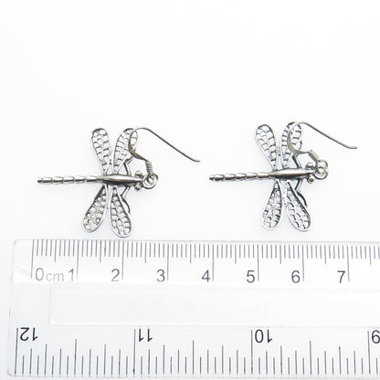 925 Sterling Silver Vintage Dragonfly Dangle Earrings