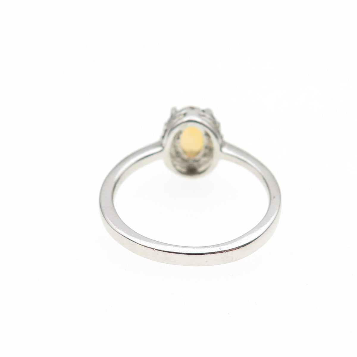 925 Sterling Silver Real Oval-Cut Citrine & Round-Cut C Z Ring Size 6