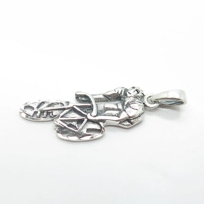 925 Sterling Silver Vintage Bicyclist Pendant