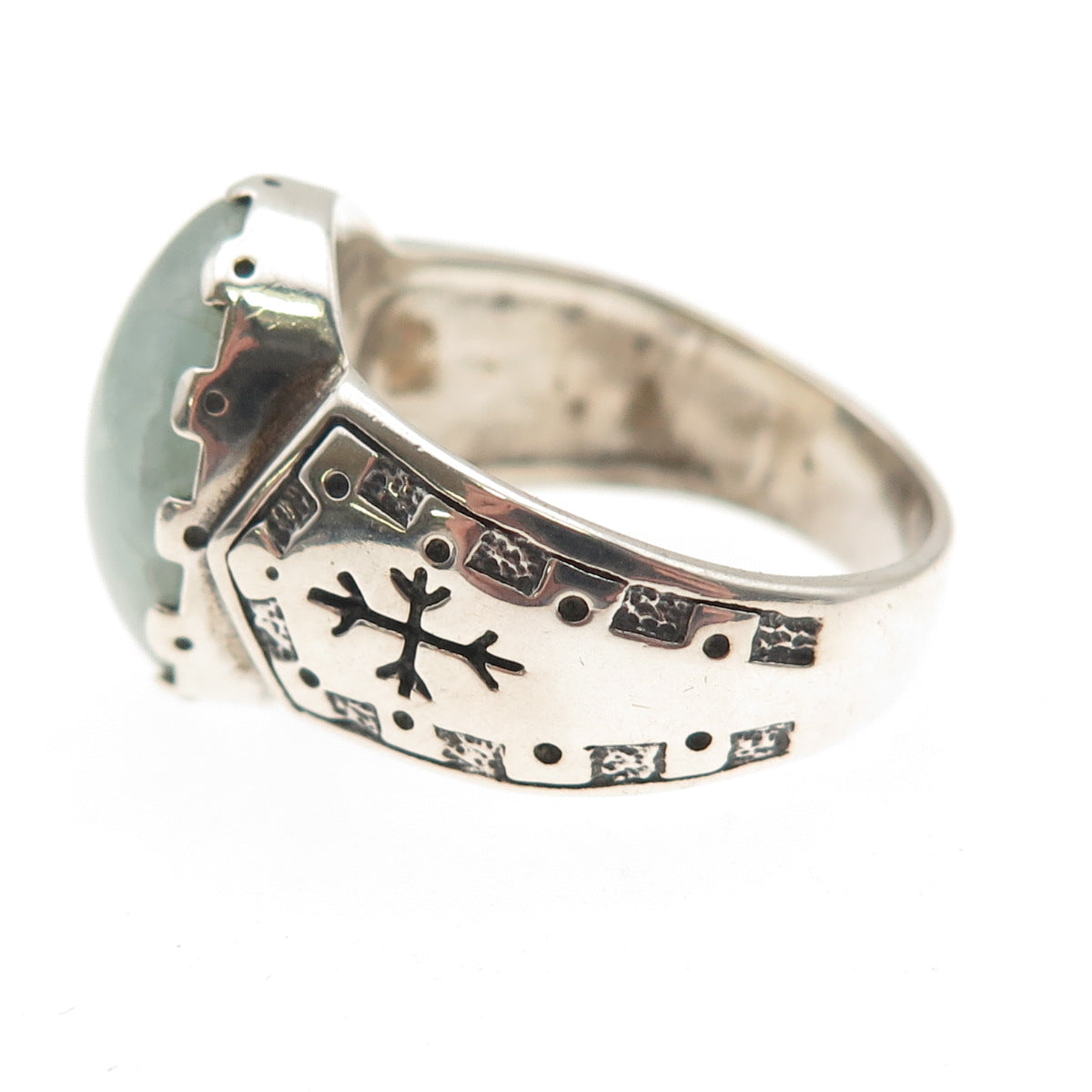Carolyn Pollack 925 Sterling Vintage Milky Aquamarine Snowflake Ring Size 9.25