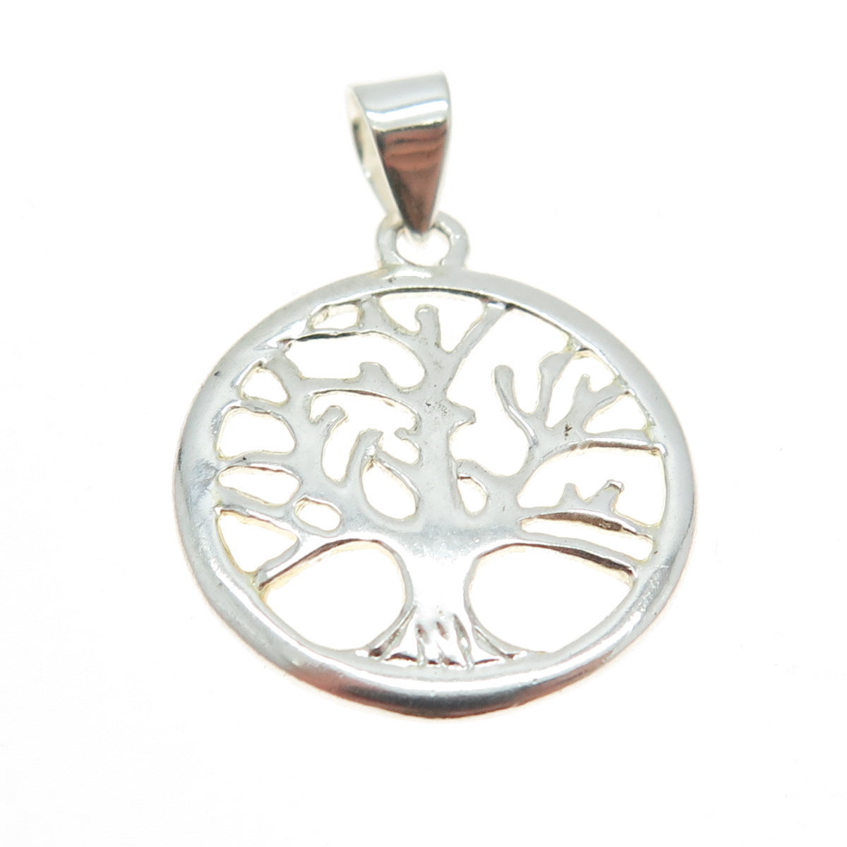 925 Sterling Silver Vintage Tree of Life Round Charm Pendant