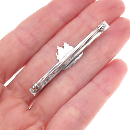 925 Sterling Silver Vintage Sailing Ship Oxidized Pin Brooch