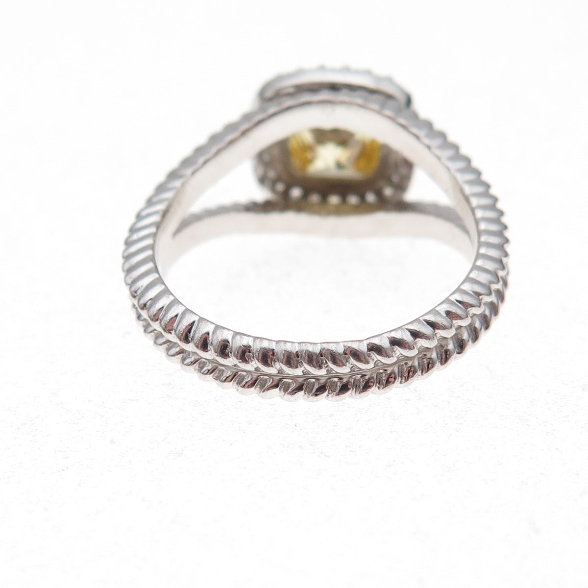 Kiera 925 Sterling Silver Canary & White C Z Ring Size 8.25