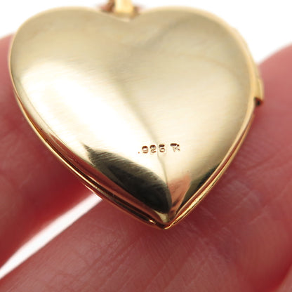 Tru-Kay Sterling Silver Gold Plated Enamel Mom Heart Locket Chain Necklace 18"