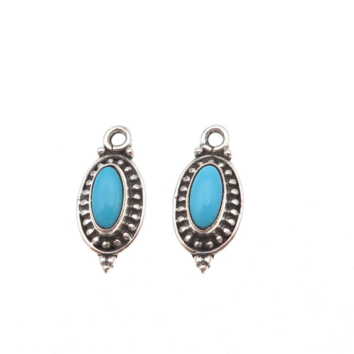 925 Sterling Silver Vintage Real Sleeping Beauty Turquoise Jacket Earrings