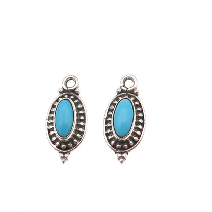 925 Sterling Silver Vintage Real Sleeping Beauty Turquoise Jacket Earrings