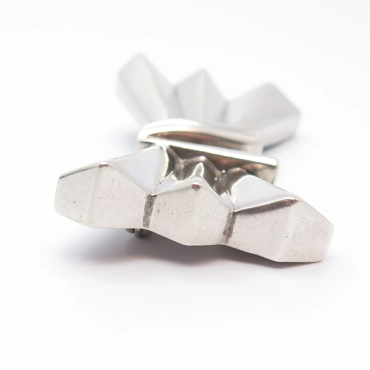925 Sterling Silver Vintage Bow Ribbed Pin Brooch