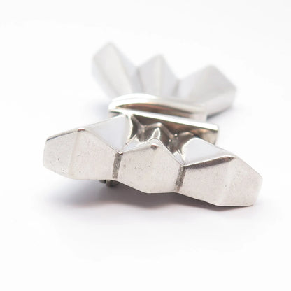 925 Sterling Silver Vintage Bow Ribbed Pin Brooch