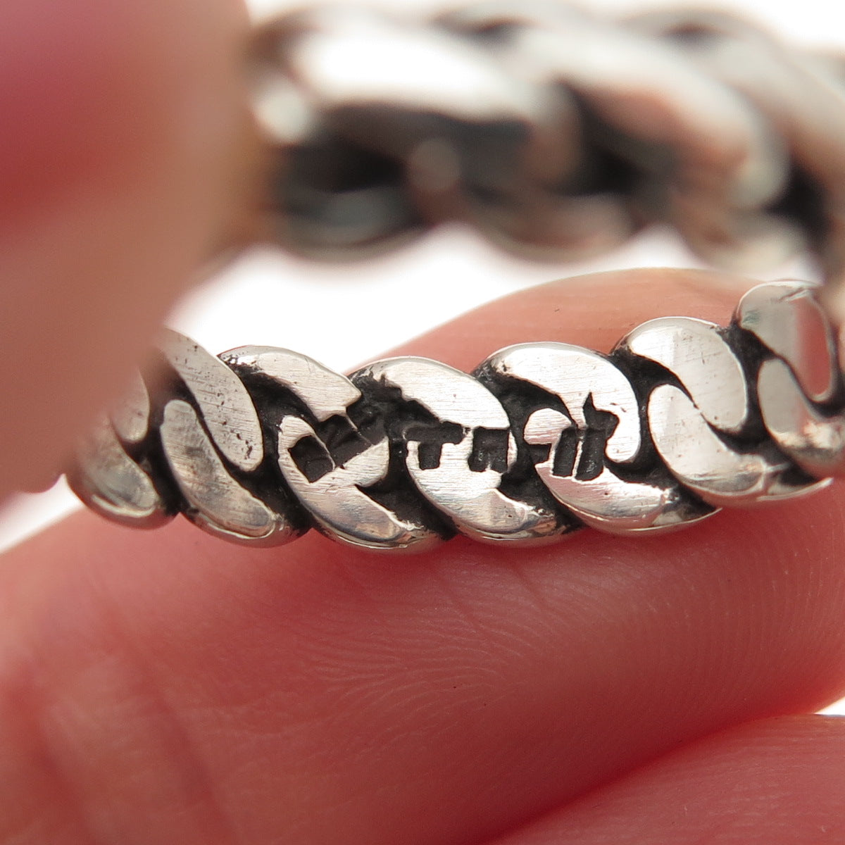 925 Sterling Silver Vintage Mexico Woven Oxidized Band Ring Size 11