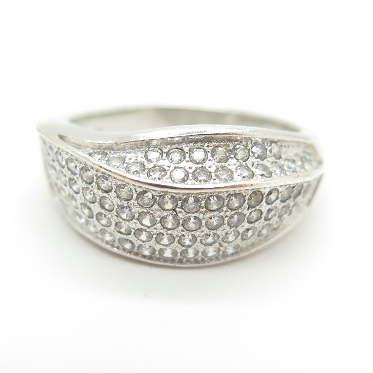 925 Sterling Silver Pave C Z Ring Size 7