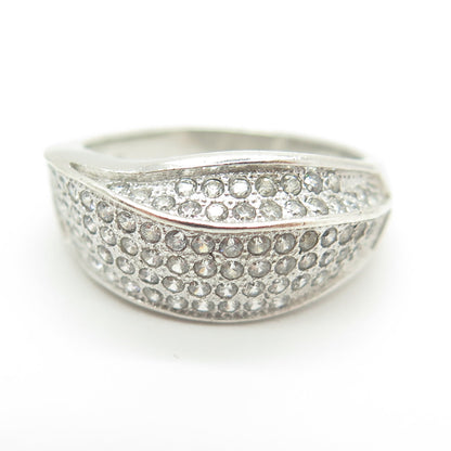 925 Sterling Silver Pave C Z Ring Size 7