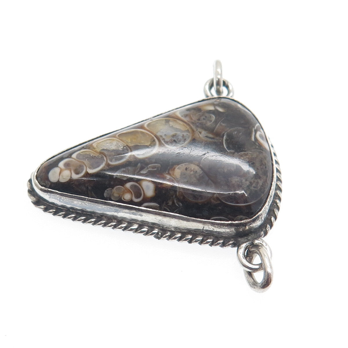 Old Pawn Sterling Silver Vintage Southwestern Fossil Agate Centerpiece Pendant