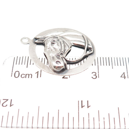 Beau 925 Sterling Silver Antique Art Deco Horse Oxidized Charm Pendant