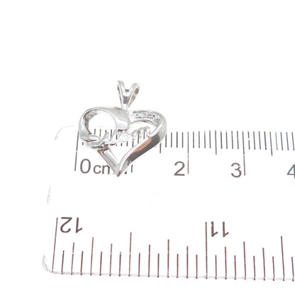 RJ GRAZIANO 925 Sterling Silver Round-Cut C Z Mom Heart Minimalist Charm Pendant