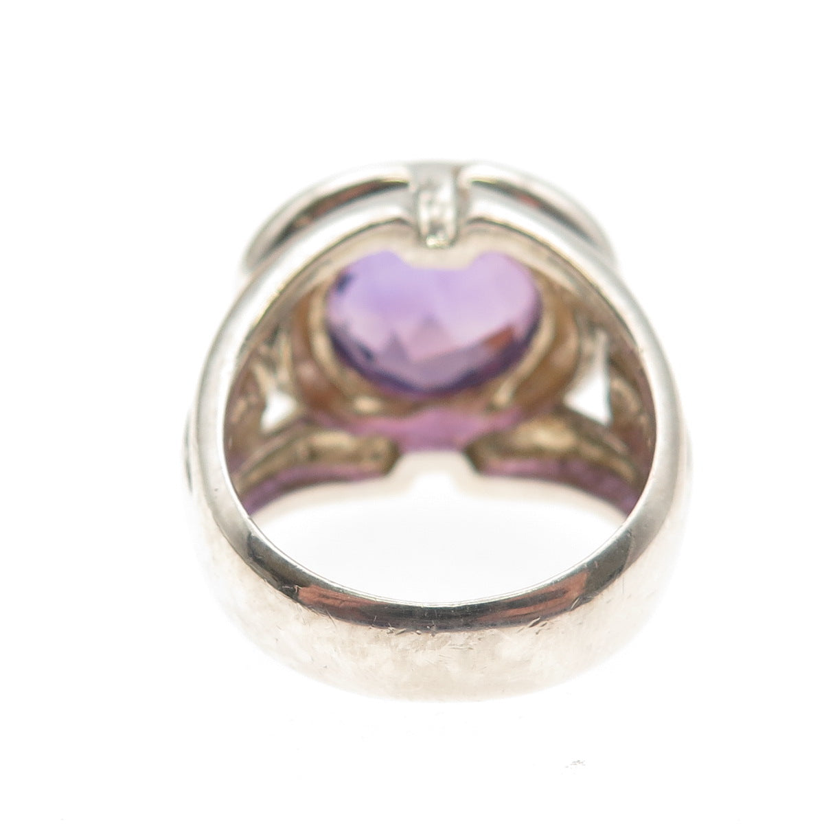 Chuck Clemency 925 Sterling Silver Vintage Real Amethyst Modernist Ring Size 7