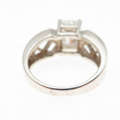 925 Sterling Silver Emerald-Cut C Z Promise Ring Size 6