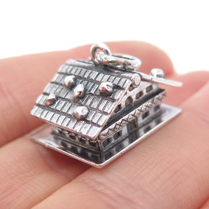CAMPOBASSO 800 Silver Antique Art Deco European Articulated House Charm Pendant