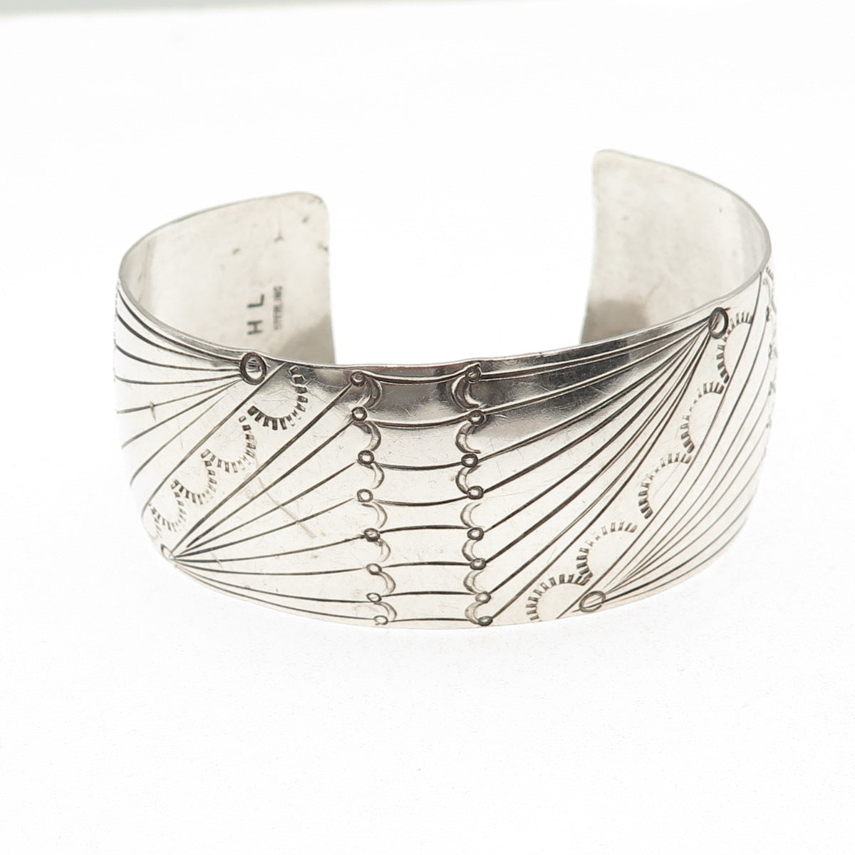 Helen Long Navajo Old Pawn 925 Sterling Silver Vintage Adjustable Bracelet 6.75"
