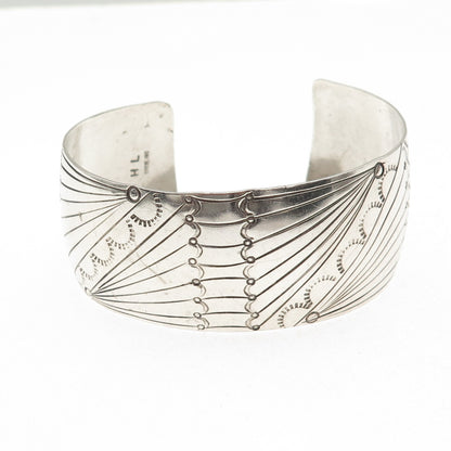 Helen Long Navajo Old Pawn 925 Sterling Silver Vintage Adjustable Bracelet 6.75"