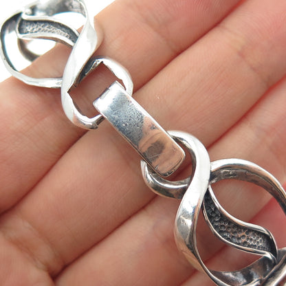 Industria Argentina Sterling Silver Vintage Modernist Oxidized Bracelet 6.75"