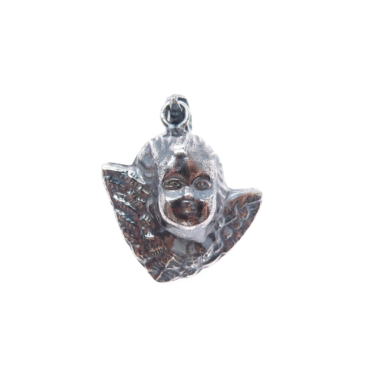 925 Sterling Silver Vintage Cherub Oxidized Minimalist Charm Pendant