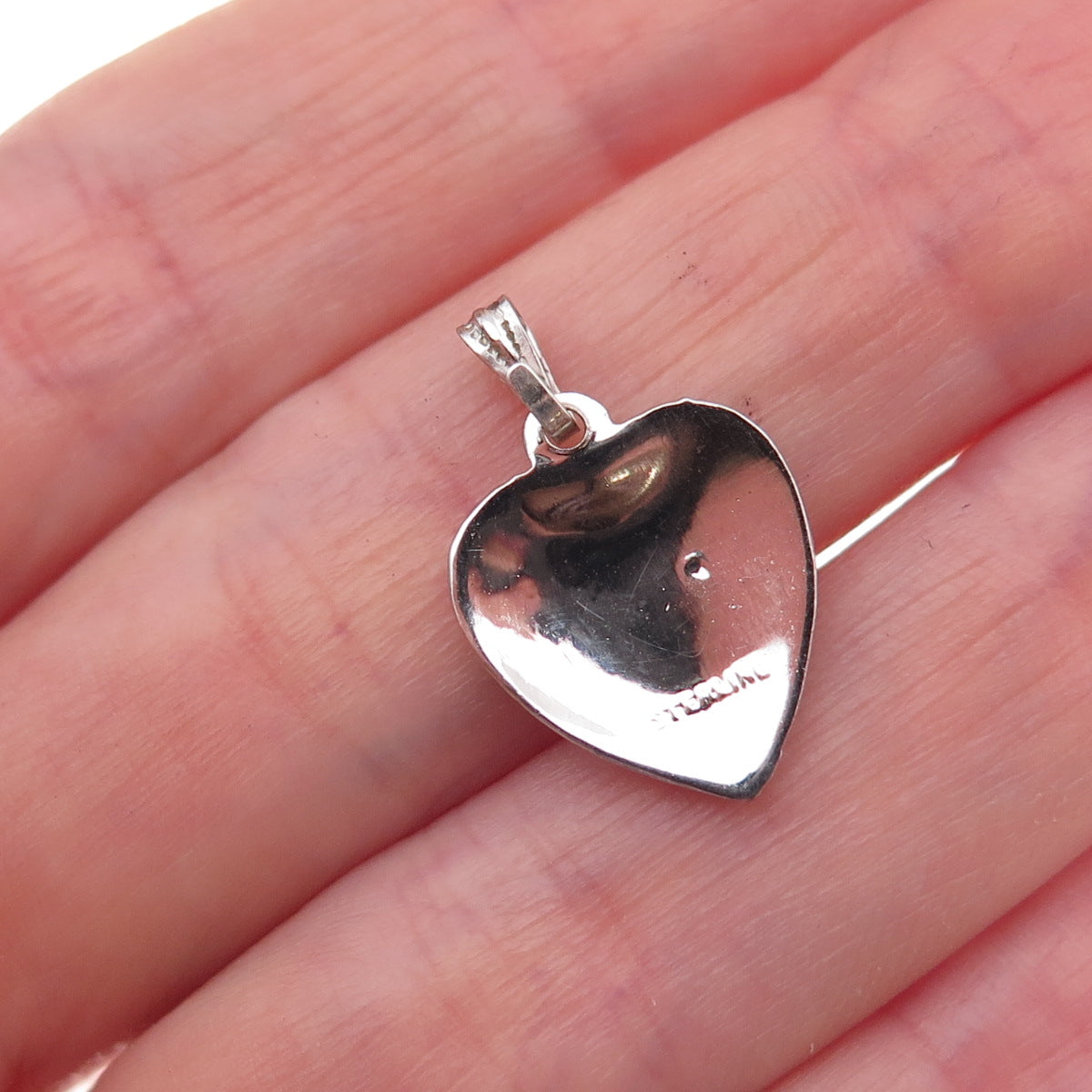 925 Sterling Silver Antique Art Deco Real Marcasite Heart Charm Pendant