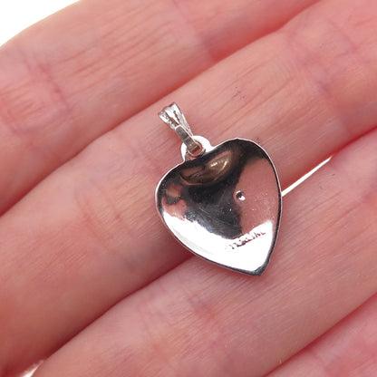 925 Sterling Silver Antique Art Deco Real Marcasite Heart Charm Pendant