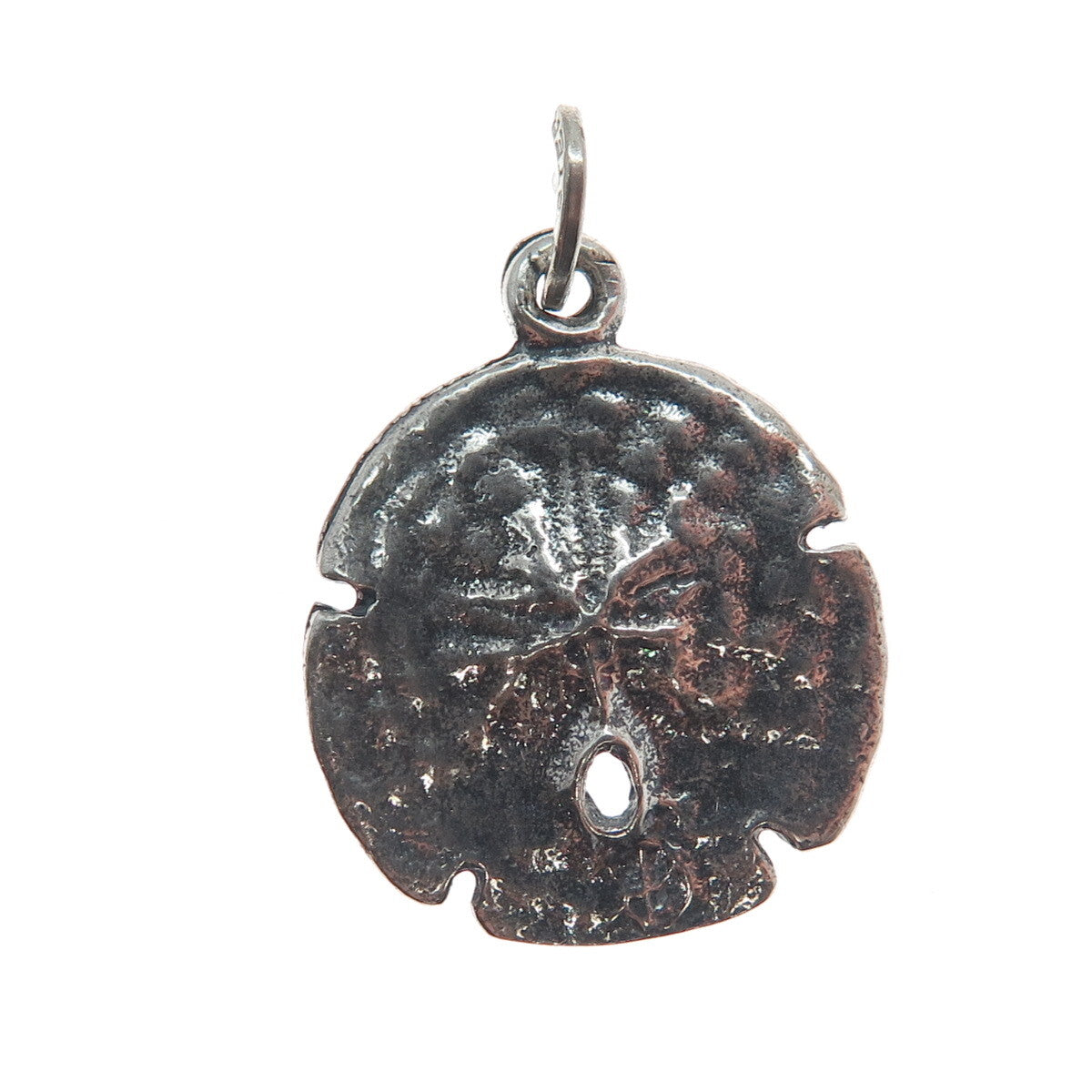 BEAU 925 Sterling Silver Vintage Sand Dollar Oxidized Minimalist Charm Pendant