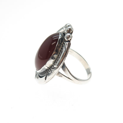 Gilo & Grace Nakai Navajo Old Pawn 925 Sterling Vintage Carnelian Ring Size 6.25