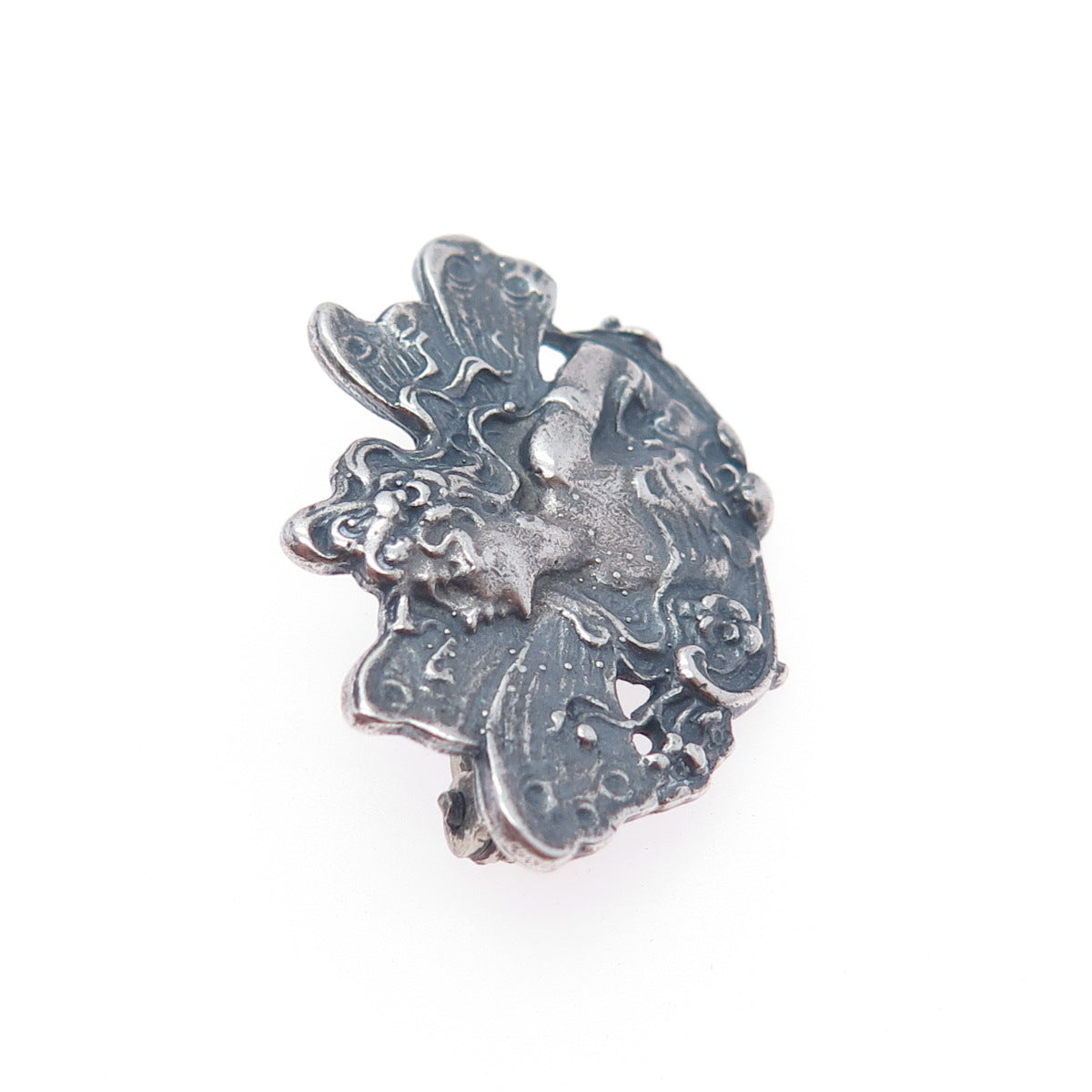 LISA LEE CREATIONS 925 Sterling Silver Vintage Fairy Oxidized Pin Brooch Pendant