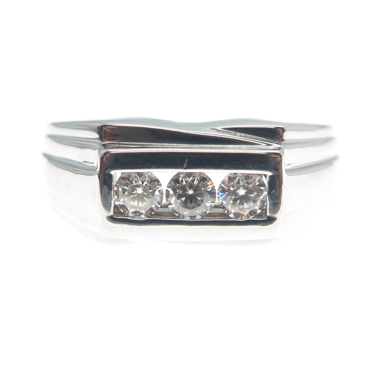 925 Sterling Silver Real Round-Cut Moissanite Ring Size 9