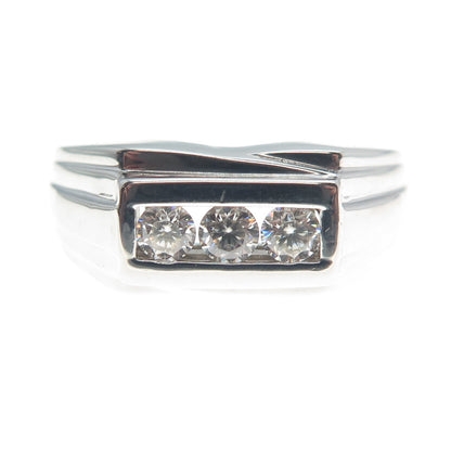 925 Sterling Silver Real Round-Cut Moissanite Ring Size 9