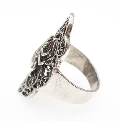 925 Sterling Silver Vintage Egyptian Scarab Oxidized Ring Size 7.5