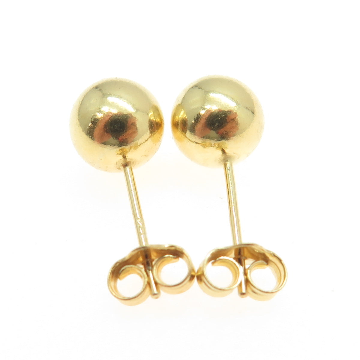 925 Sterling Silver Gold Plated Ball Stud Earrings