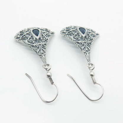 925 Sterling Silver Vintage C Z Ornate Earrings