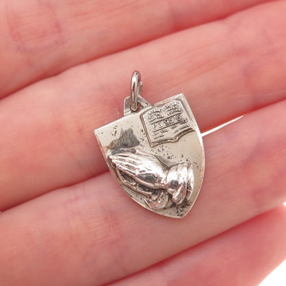 Hayward 925 Sterling Silver Antique Art Deco Prayer Hands Baptist Charm Pendant
