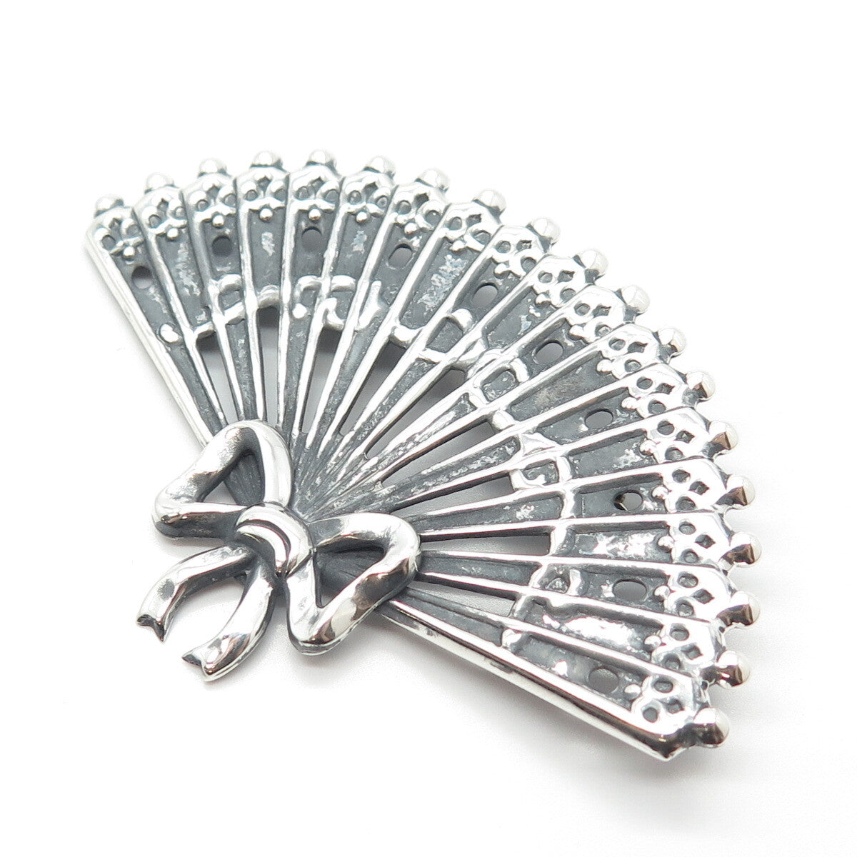 925 Sterling Silver Vintage Lang Fan Pin Brooch