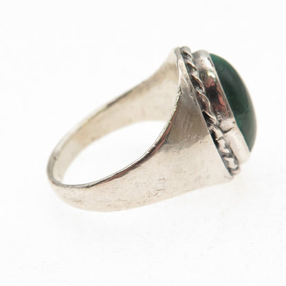 Old Pawn Sterling Silver Vintage Southwestern Malachite Tribal Ring Size 10.5