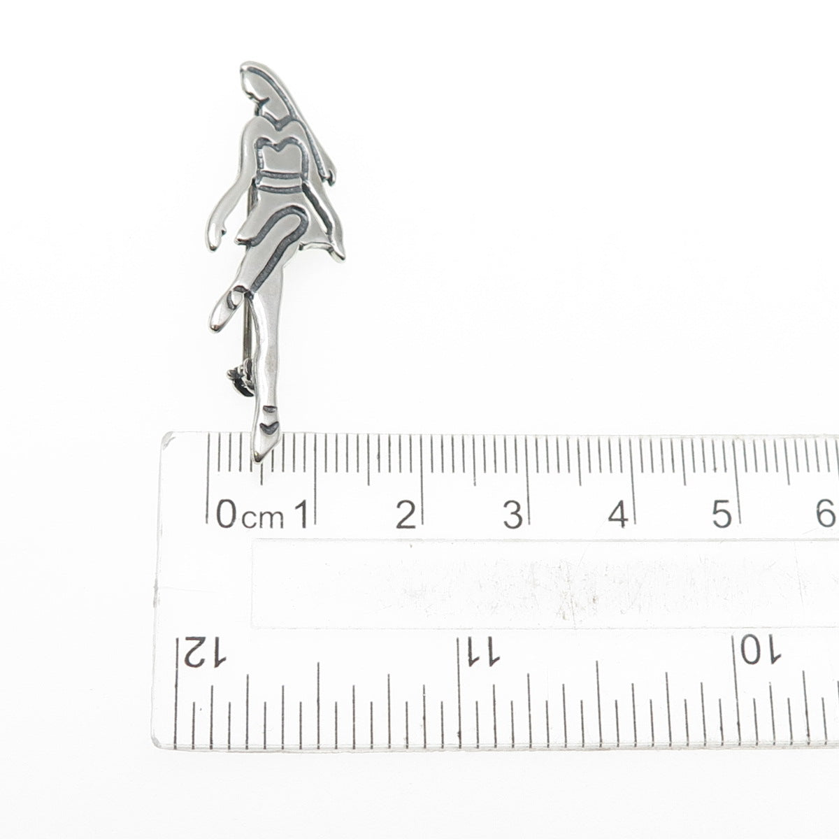 925 Sterling Silver Vintage Ballerina Oxidized Pin Brooch / Pendant