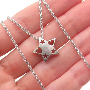 Joielle 925 Sterling Silver Vintage Heart Star Twisted Rope Chain Necklace 18"