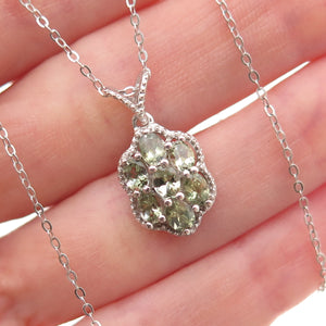Chuck Clemency 925 Sterling Silver Real Green Amethyst Cable Chain Necklace 20"