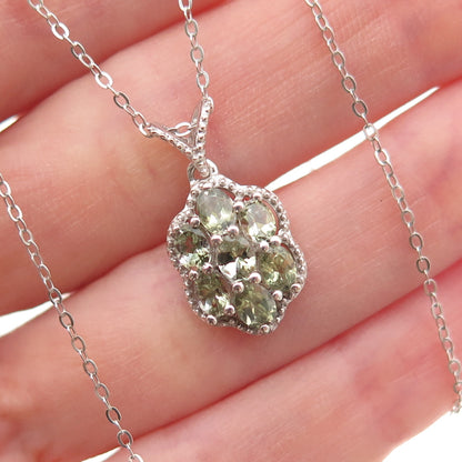 Chuck Clemency 925 Sterling Silver Real Green Amethyst Cable Chain Necklace 20"