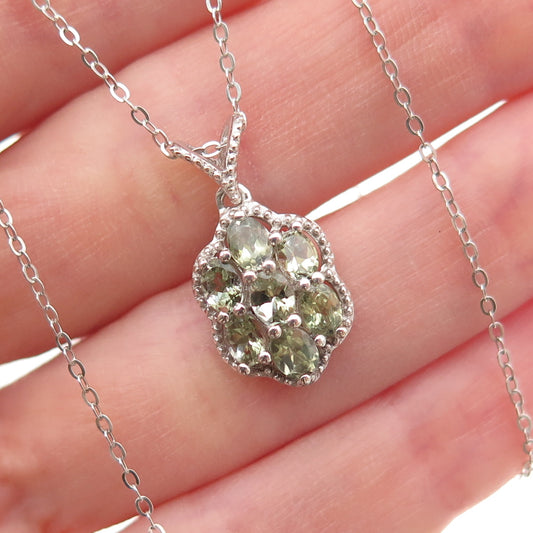 Chuck Clemency 925 Sterling Silver Real Green Amethyst Cable Chain Necklace 20"