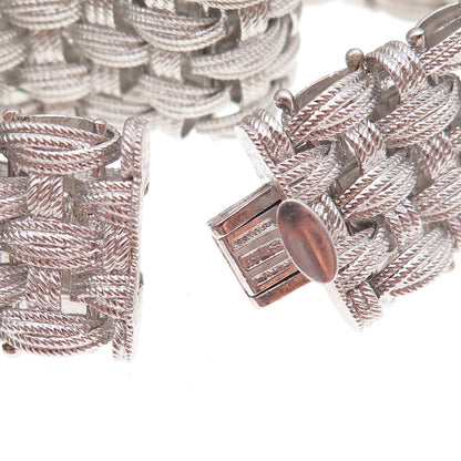 Dasan 925 Sterling Silver Vintage Italy Heavy 53.5g Braided Link Bracelet 7.25"