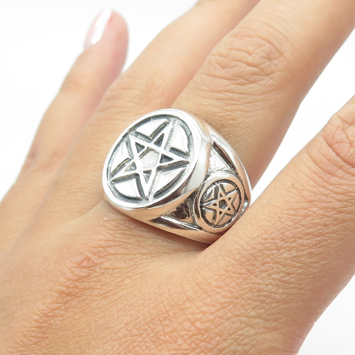 950 Silver Vintage Pentagram Star Ring Size 10.5