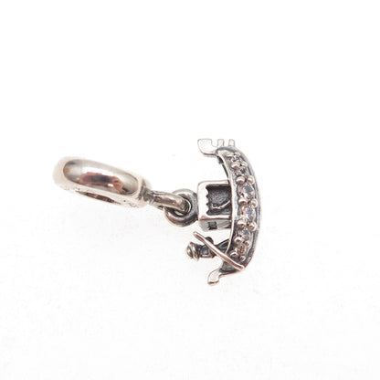 Pandora 925 Sterling Silver C Z Venice Gondola Dangle Charm